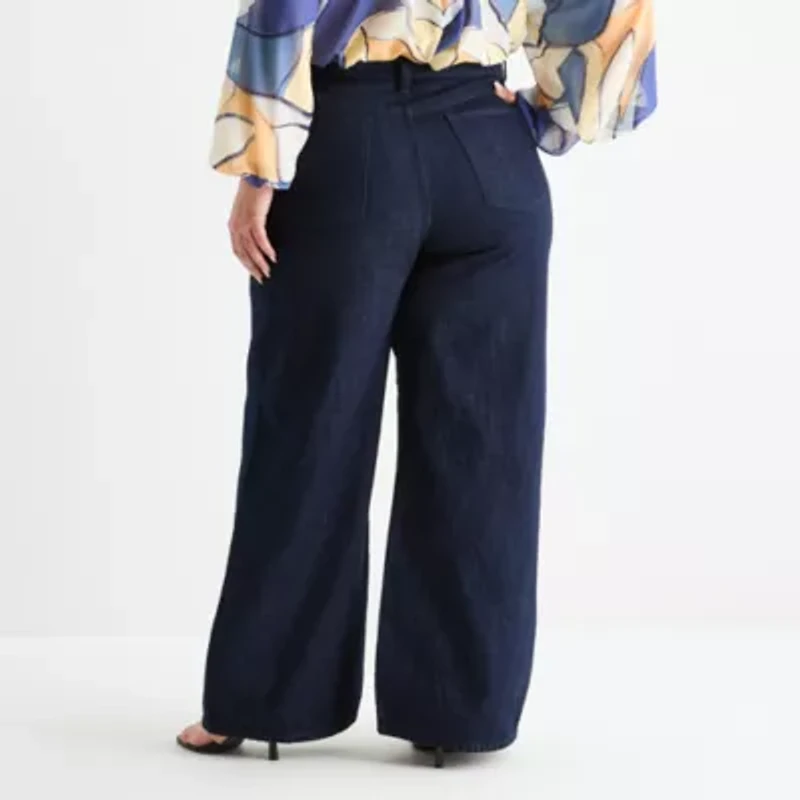 Worthington Plus Womens High Rise Wide Leg Jean