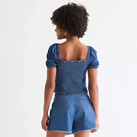 by&by Womens Sweetheart Neck Short Sleeve Juniors Blouse