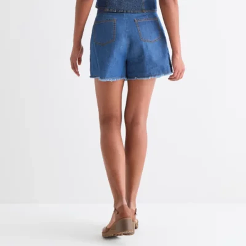 by&by Womens Juniors Mid Rise Wrap Skirt