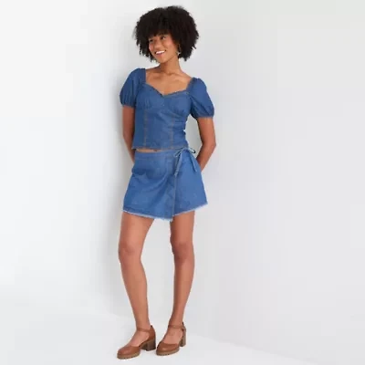 by&by Womens Mid Rise Wrap Skirt-Juniors