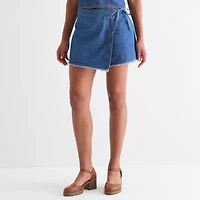 by&by Womens Mid Rise Juniors Wrap Skirt