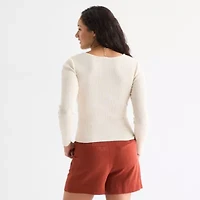 by&by Womens V Neck Juniors Blouse