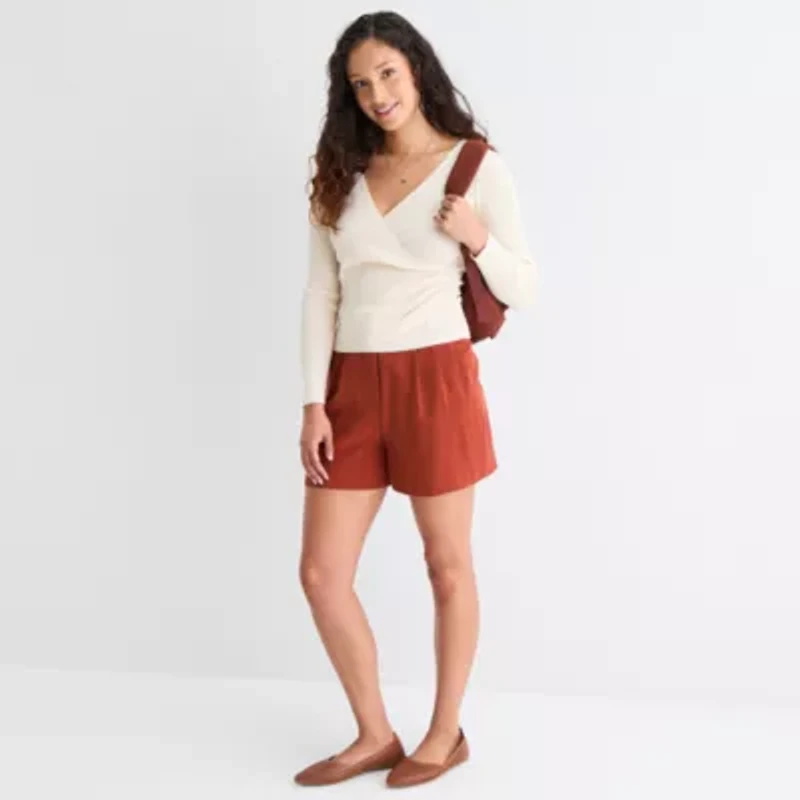 by&by Womens V Neck Juniors Blouse