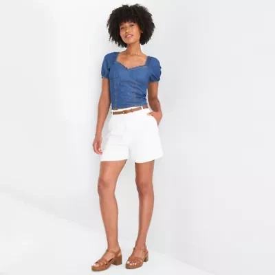 by&by Womens Mid Rise Juniors Pleated Short