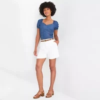 by&by Womens Mid Rise Juniors Pleated Short