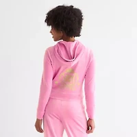 Juicy By Couture Womens Juniors Hooded Lightweight Track Jacket