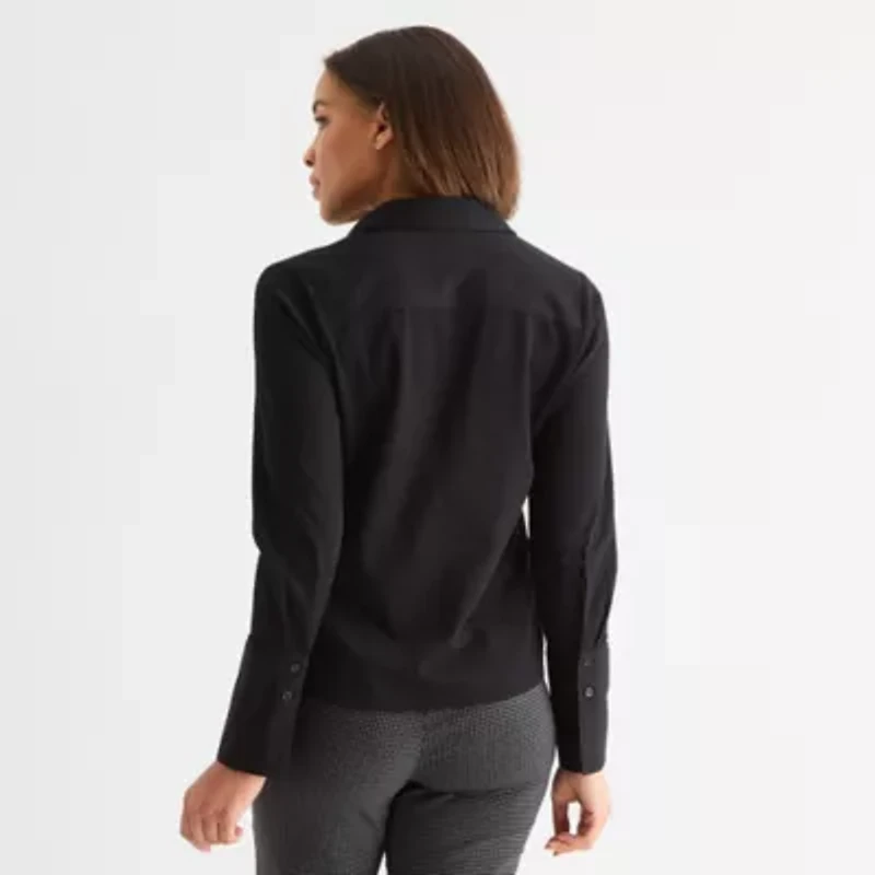Liz Claiborne Womens Long Sleeve Cuffed Regular Fit Button-Down Shirt