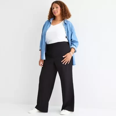 St. John's Bay Womens Wide Leg Plus Pull-On Pant