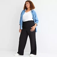 St. John's Bay Womens Wide Leg Plus Pull-On Pant