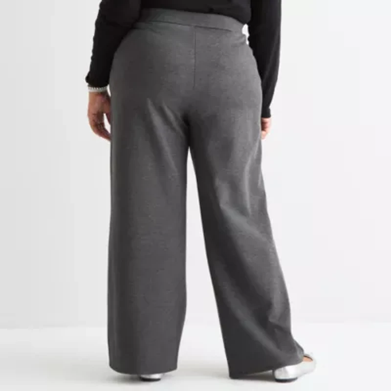 St. John's Bay Womens Wide Leg Plus Pull-On Pant