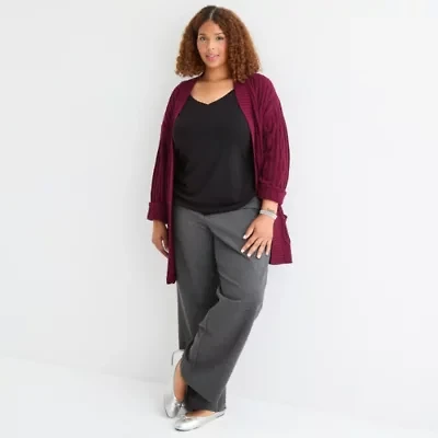St. John's Bay Womens Wide Leg Plus Pull-On Pant