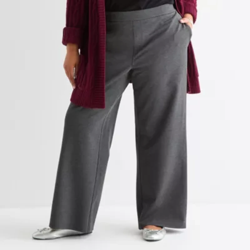 St. John's Bay Womens Wide Leg Plus Pull-On Pant