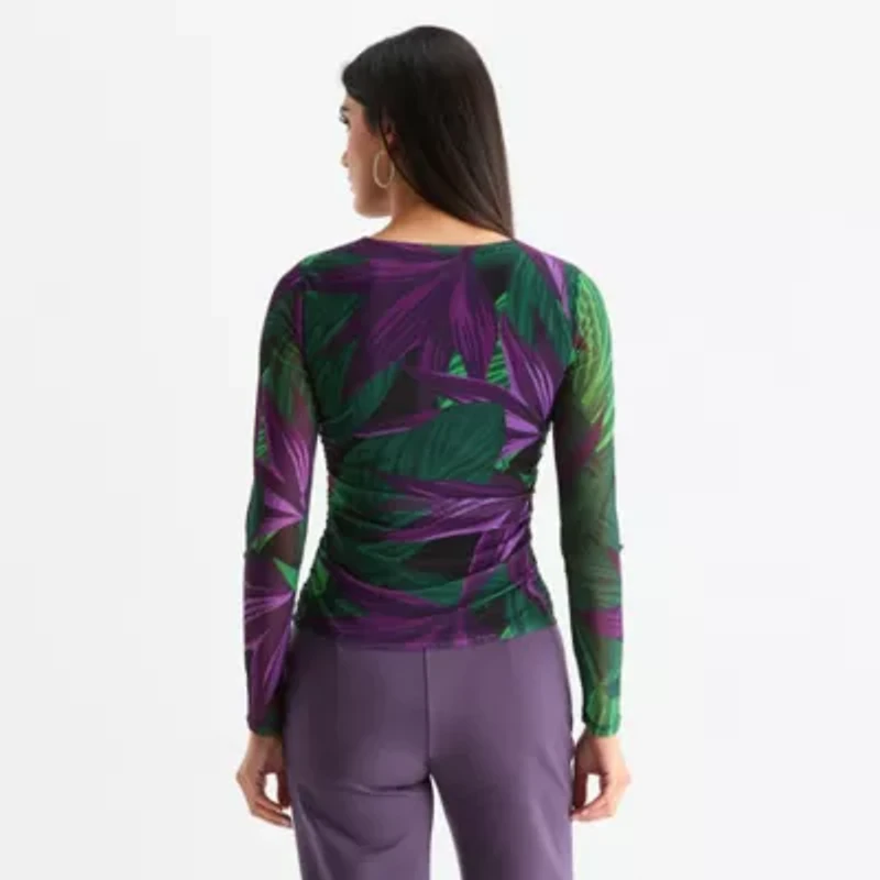 Bold Elements Womens Round Neck Long Sleeve Blouse