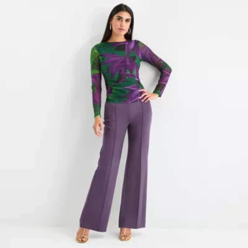Bold Elements Womens Round Neck Long Sleeve Blouse