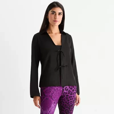 Bold Elements Womens Long Sleeve Satin Blouse