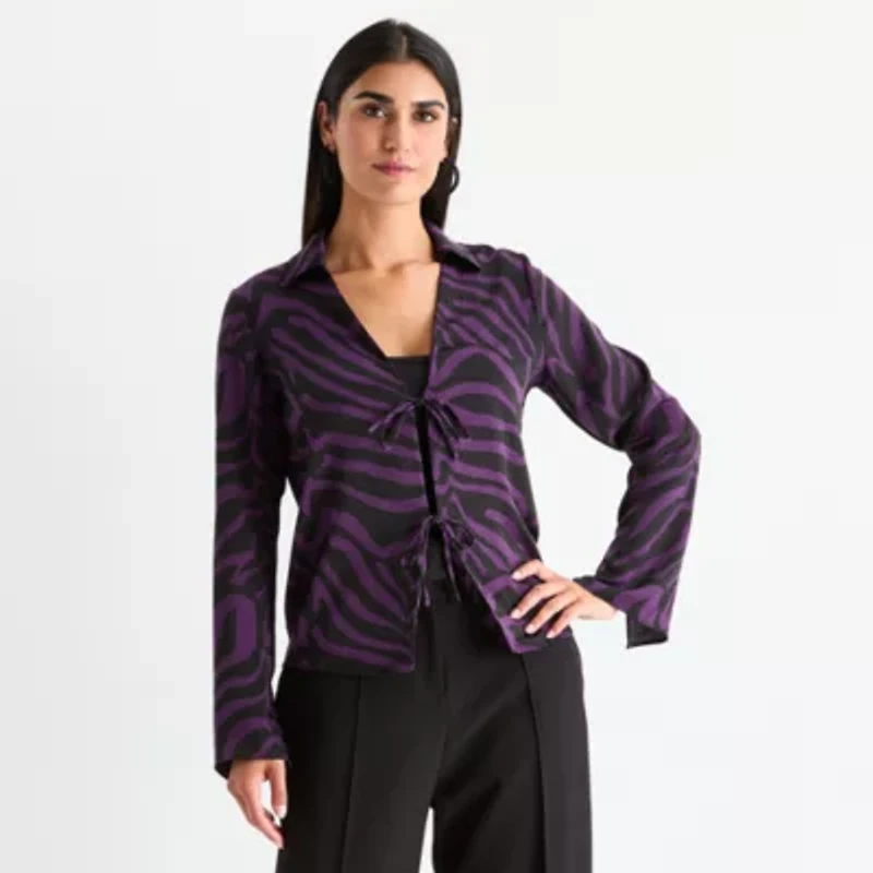 Bold Elements Womens Long Sleeve Satin Blouse