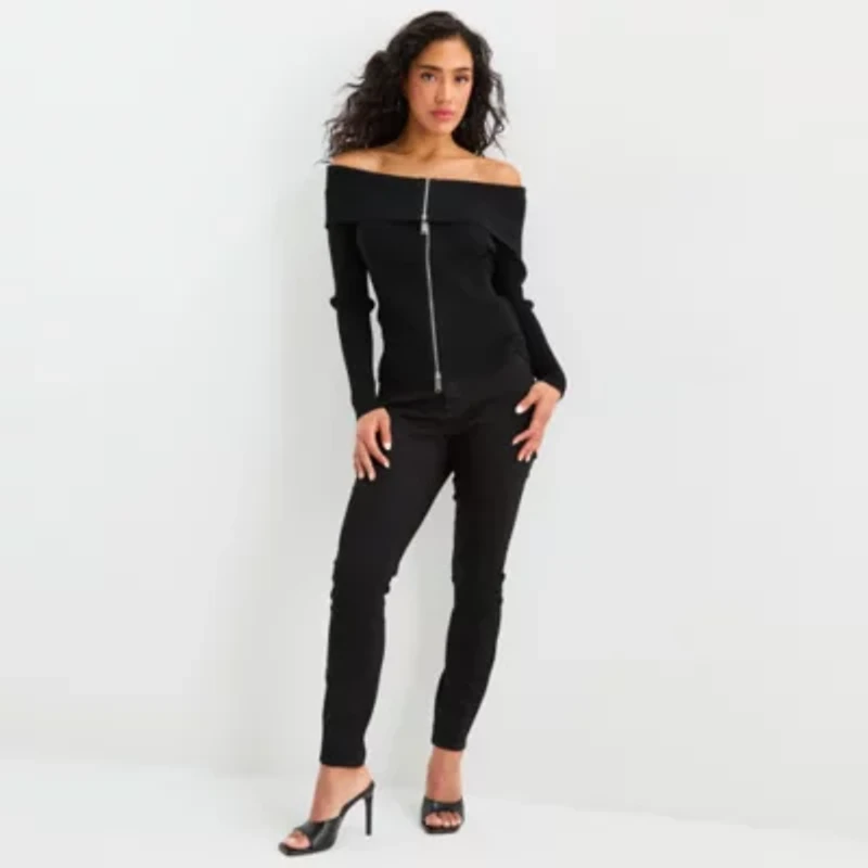 Bold Elements Womens Long Sleeve Open Front Zipper Cardigan