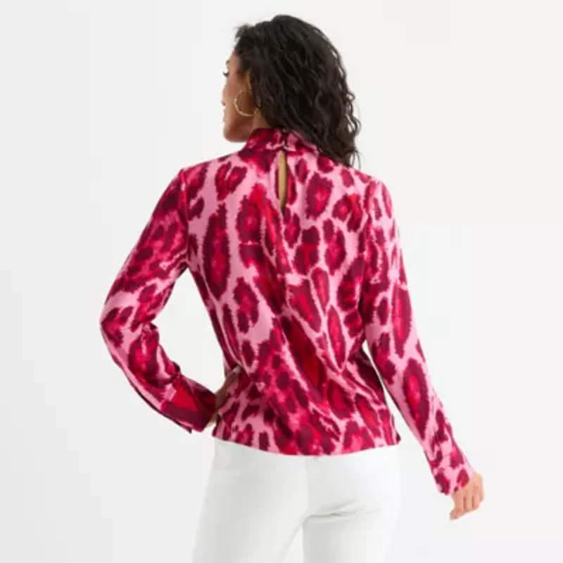 Bold Elements Womens Mock Neck Long Sleeve Wrap Shirt