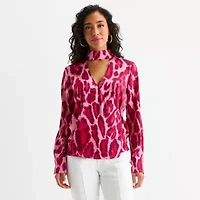 Bold Elements Womens Mock Neck Long Sleeve Wrap Shirt