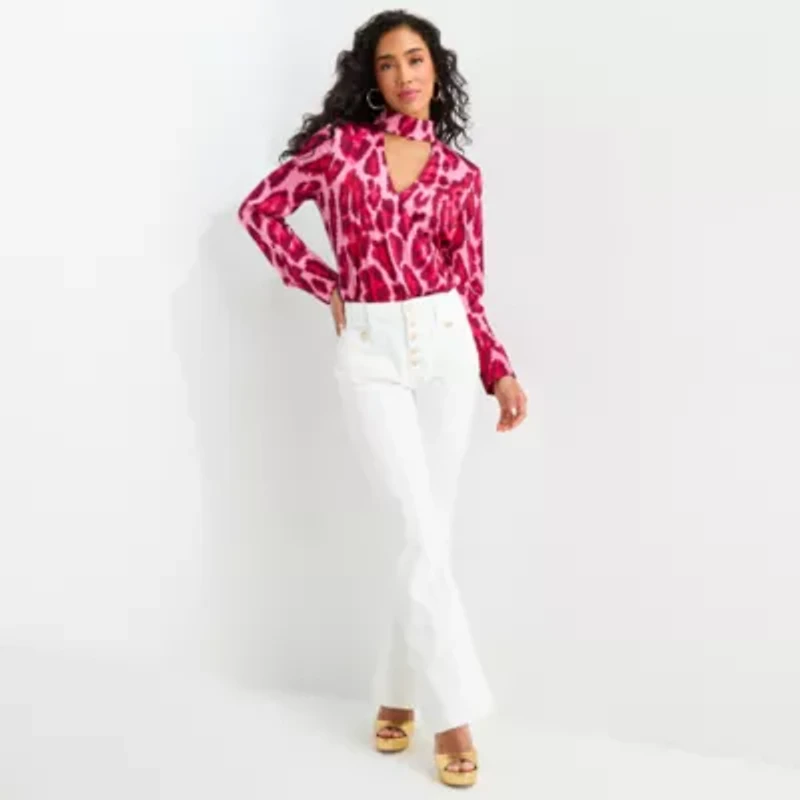 Bold Elements Womens Mock Neck Long Sleeve Wrap Shirt