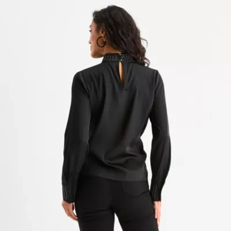 Bold Elements Womens Mock Neck Long Sleeve Wrap Shirt