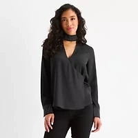 Bold Elements Womens Mock Neck Long Sleeve Wrap Shirt