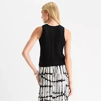 Worthington Womens Crew Neck Sleeveless Pullover Sweater