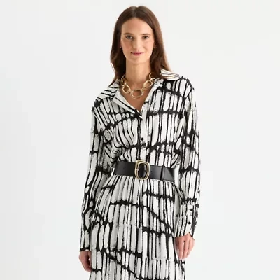 Worthington Womens Long Sleeve Satin Blouse