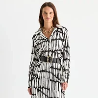 Worthington Womens Long Sleeve Satin Blouse
