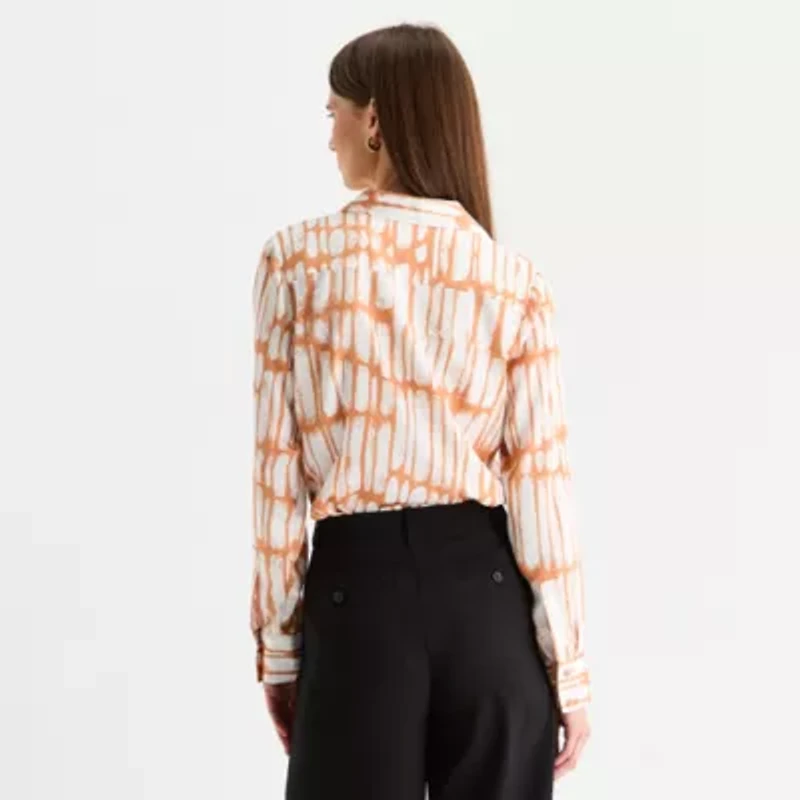 Worthington Womens Cuffed Long Sleeve Regular Fit Button-Down Shirt