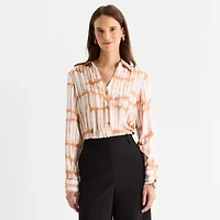 Worthington Womens Cuffed Long Sleeve Regular Fit Button-Down Shirt