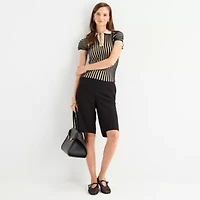 Worthington Womens Short Sleeve Striped Pullover Sweater