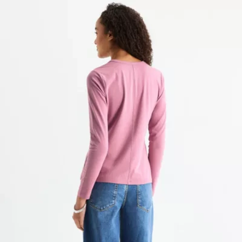 a.n.a Womens Round Neck Long Sleeve T-Shirt