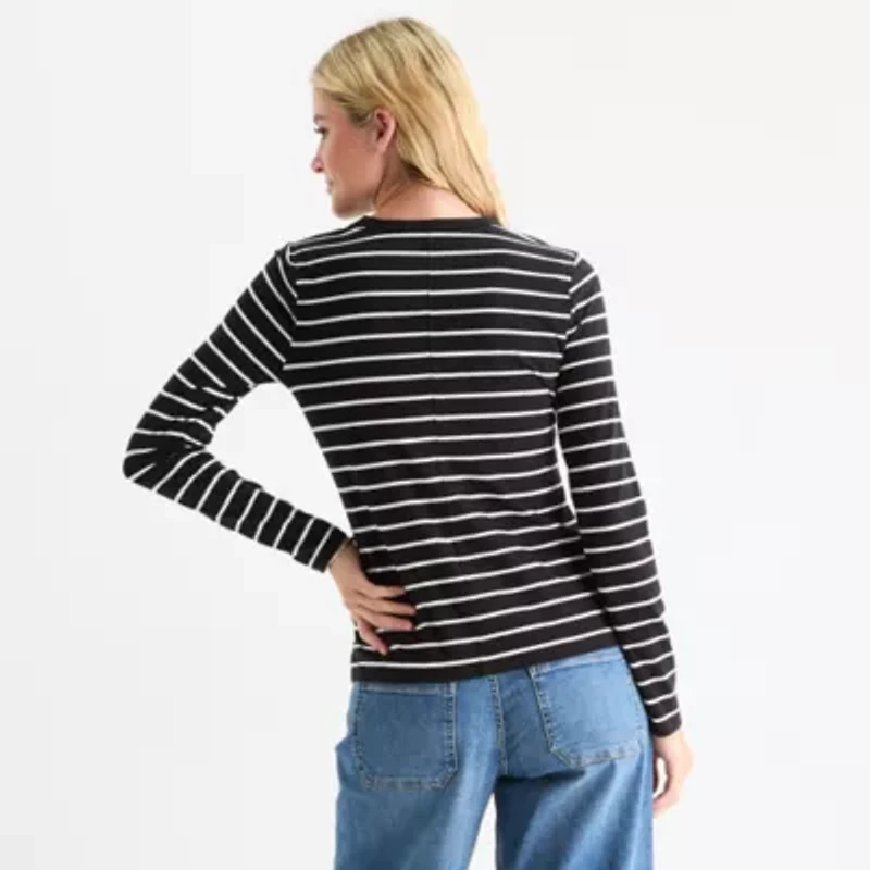 a.n.a Womens Crew Neck Long Sleeve T-Shirt