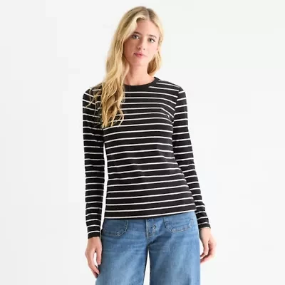a.n.a Womens Crew Neck Long Sleeve T-Shirt