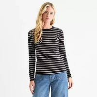 a.n.a Womens Crew Neck Long Sleeve T-Shirt