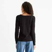 a.n.a Womens Round Neck Long Sleeve Adaptive T-Shirt