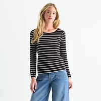 a.n.a Womens Round Neck Long Sleeve Adaptive T-Shirt