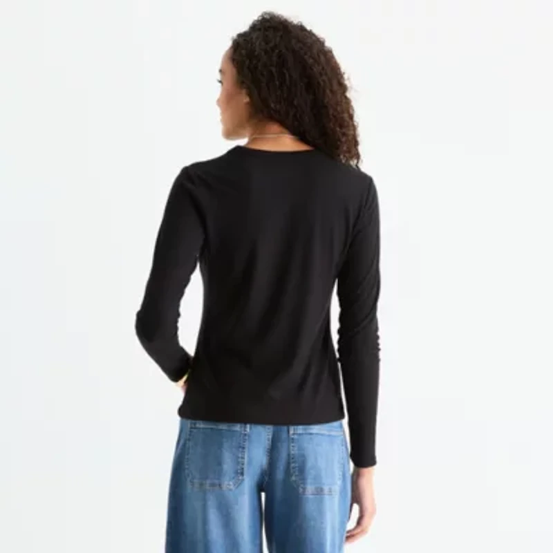 a.n.a Womens Crew Neck Long Sleeve T-Shirt