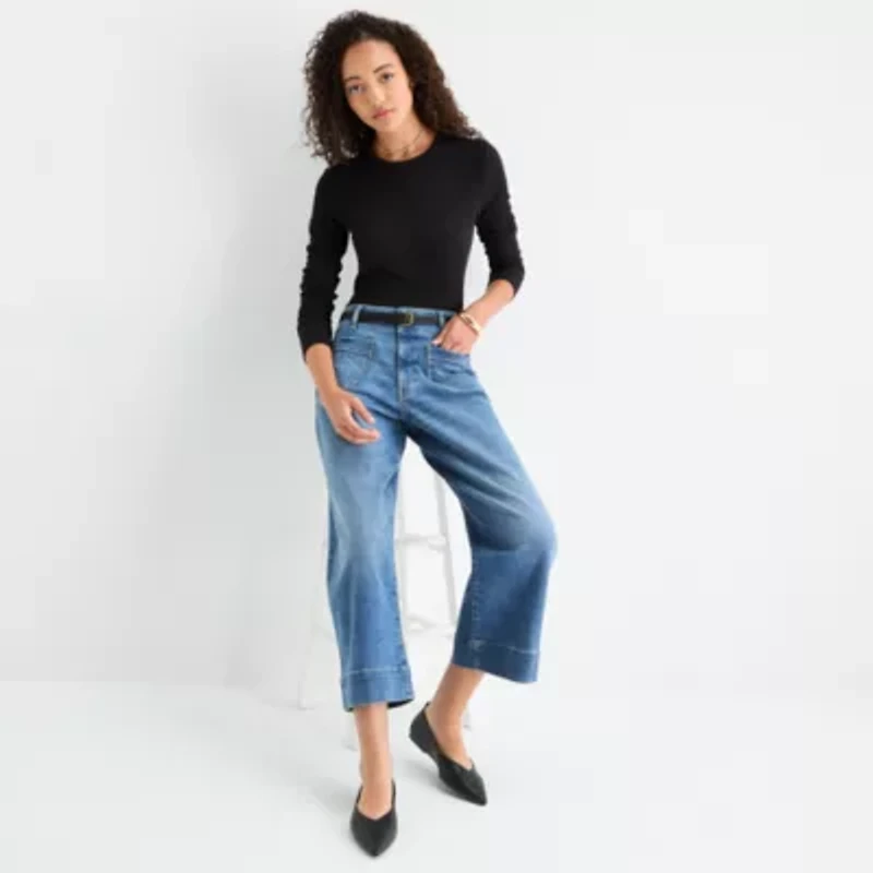 a.n.a Womens Crew Neck Long Sleeve T-Shirt