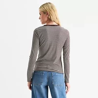 a.n.a Womens Crew Neck Long Sleeve T-Shirt