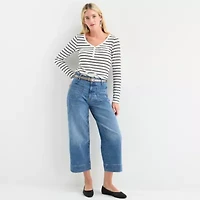 a.n.a Womens Henley Neck Long Sleeve T-Shirt