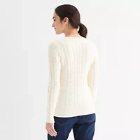 St. John's Bay Womens Crew Neck Adaptive Long Sleeve Easy-on + Easy-off Pullover Sweater