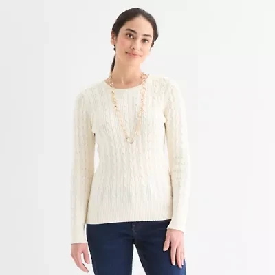 St. John's Bay Womens Crew Neck Adaptive Long Sleeve Easy-on + Easy-off Pullover Sweater