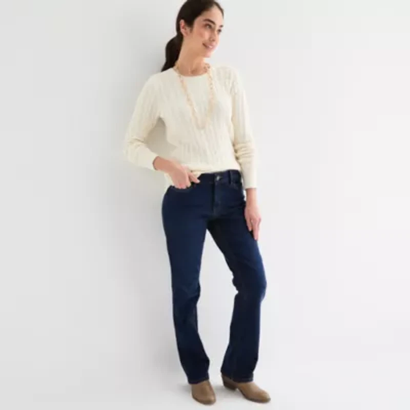 St. John's Bay Womens Crew Neck Adaptive Long Sleeve Easy-on + Easy-off Pullover Sweater