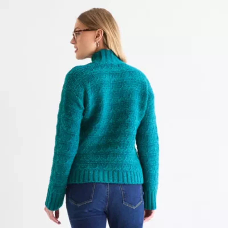 St. John's Bay Womens Mock Neck Long Sleeve Pullover Sweater