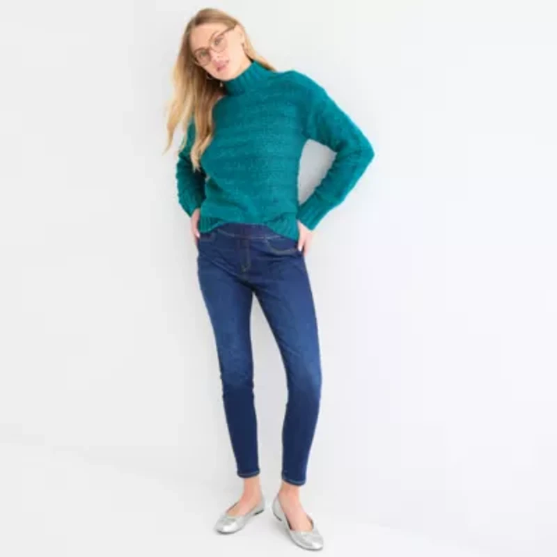 St. John's Bay Womens Mock Neck Long Sleeve Pullover Sweater