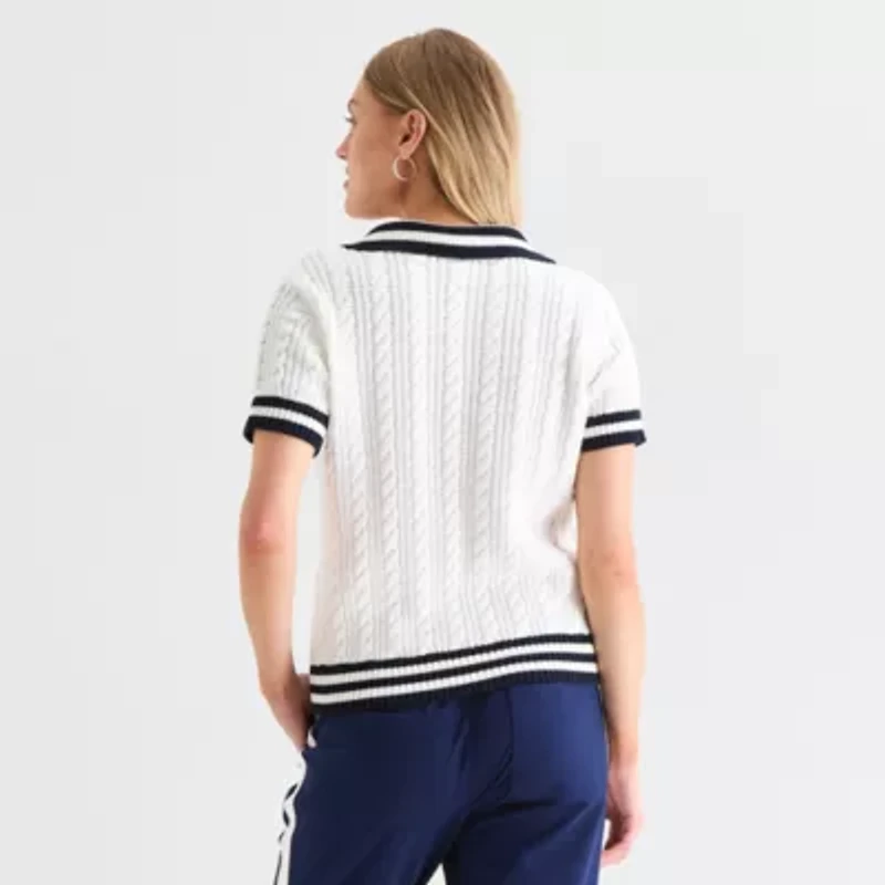 St. John's Bay Womens Short Sleeve Pullover Polo Sweater