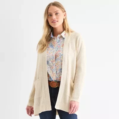 St. John's Bay Womens Long Sleeve Open Front Cardigan