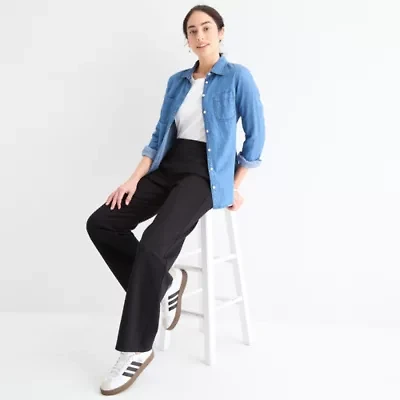 St. John's Bay Womens Wide Leg Pull-On Pant